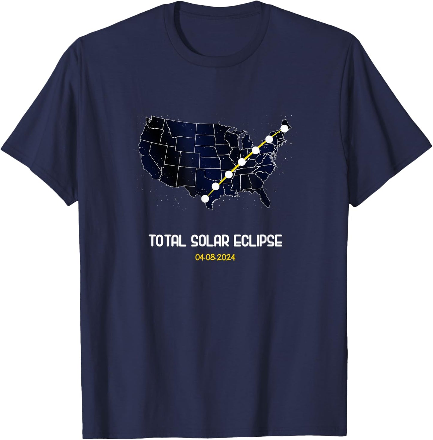 America Totality Eclipse April 8 2024 T-Shirt - T-Shirt | Navy