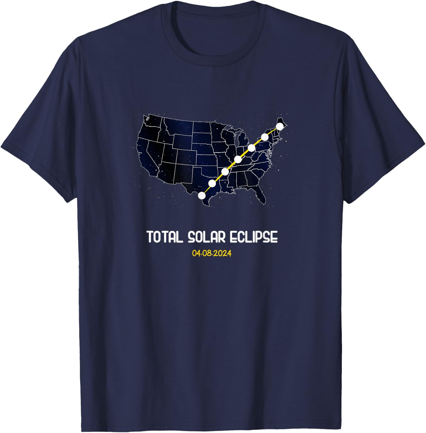 America Totality Eclipse April 8 2024 T-Shirt - T-Shirt | Navy