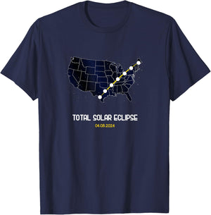 America Totality Eclipse April 8 2024 T-Shirt - T-Shirt | Navy