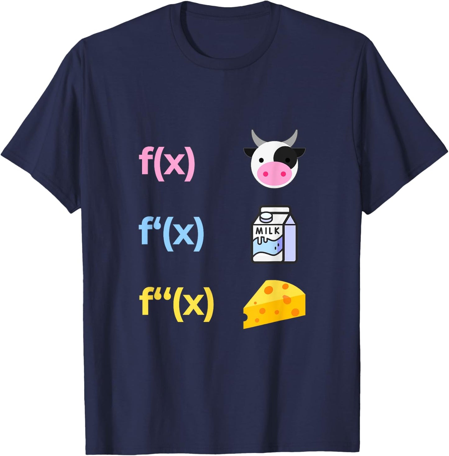 Mathematician Cow Milk Cheese Derivative Funny Joke Math T-Shirt - T-Shirt | Navy