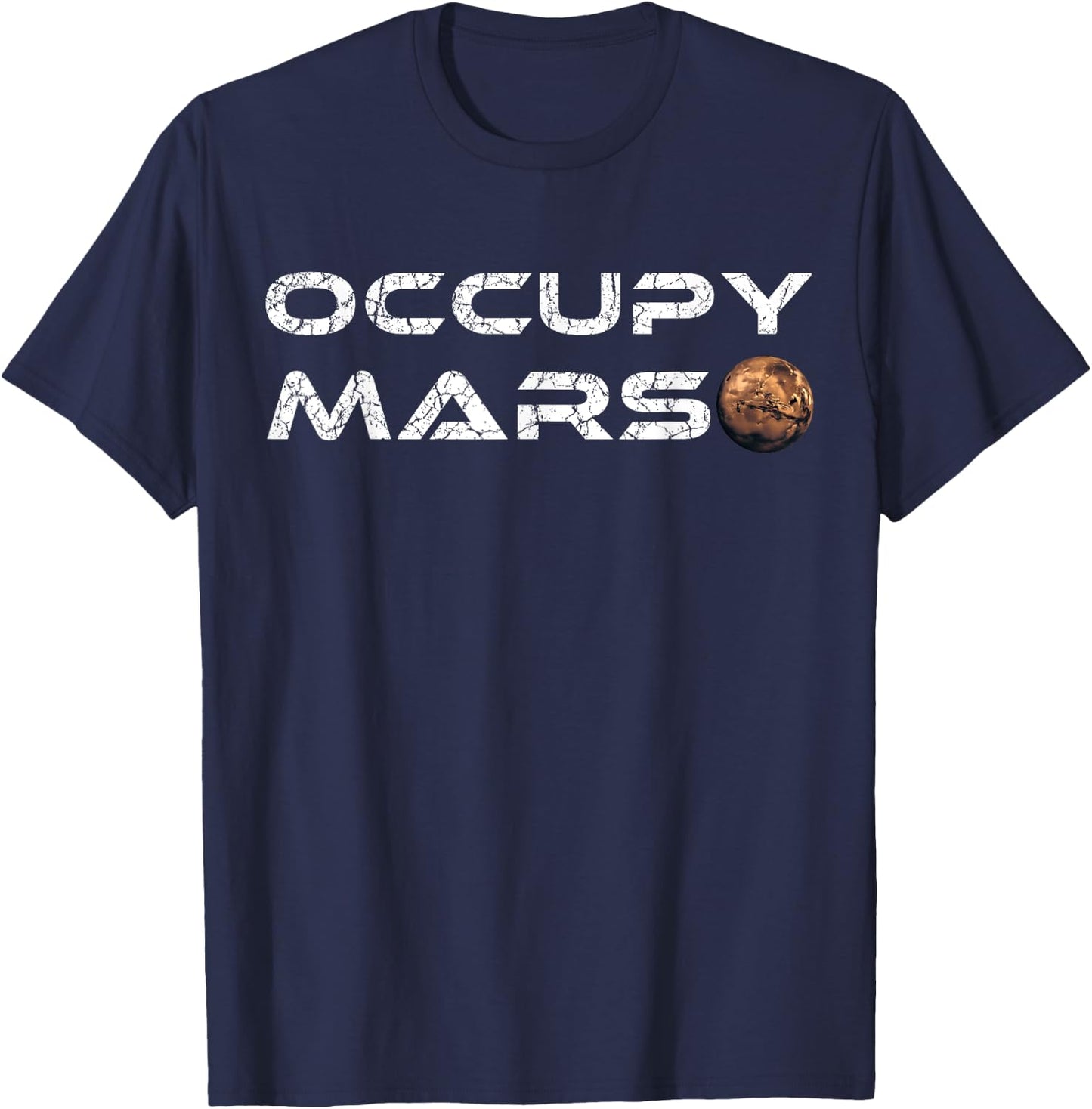 Occupy Mars Space Explorer Men Women Kids Retro Vintage T-Shirt - T-Shirt | Navy