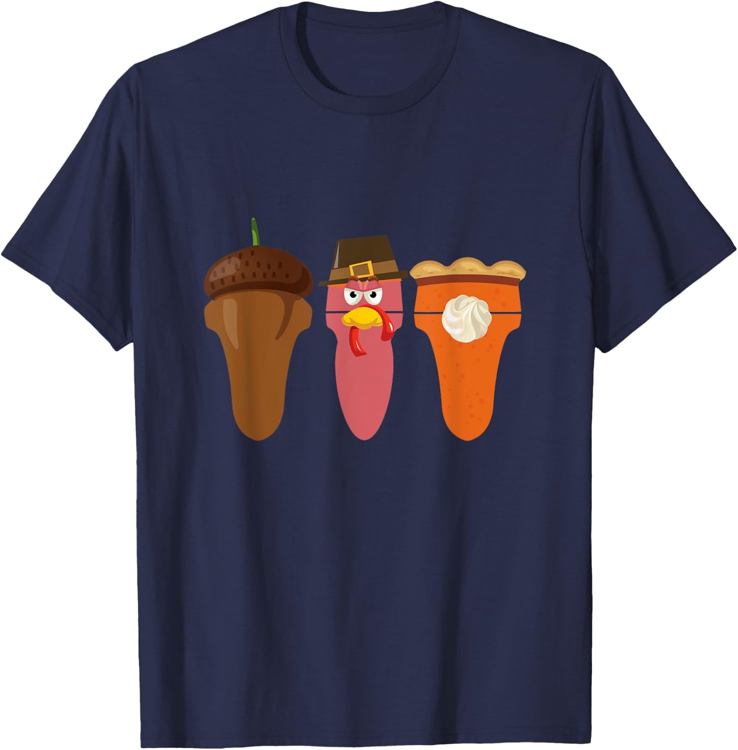 Sonographer Thanksgiving Acorn Turkey Pumpkin Pie Ultrasound T-Shirt - T-Shirt | Navy