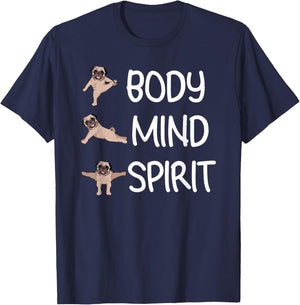 Funny Yoga Pug Men Kids, Funny Dog Lovers T-Shirt - T-Shirt | Navy