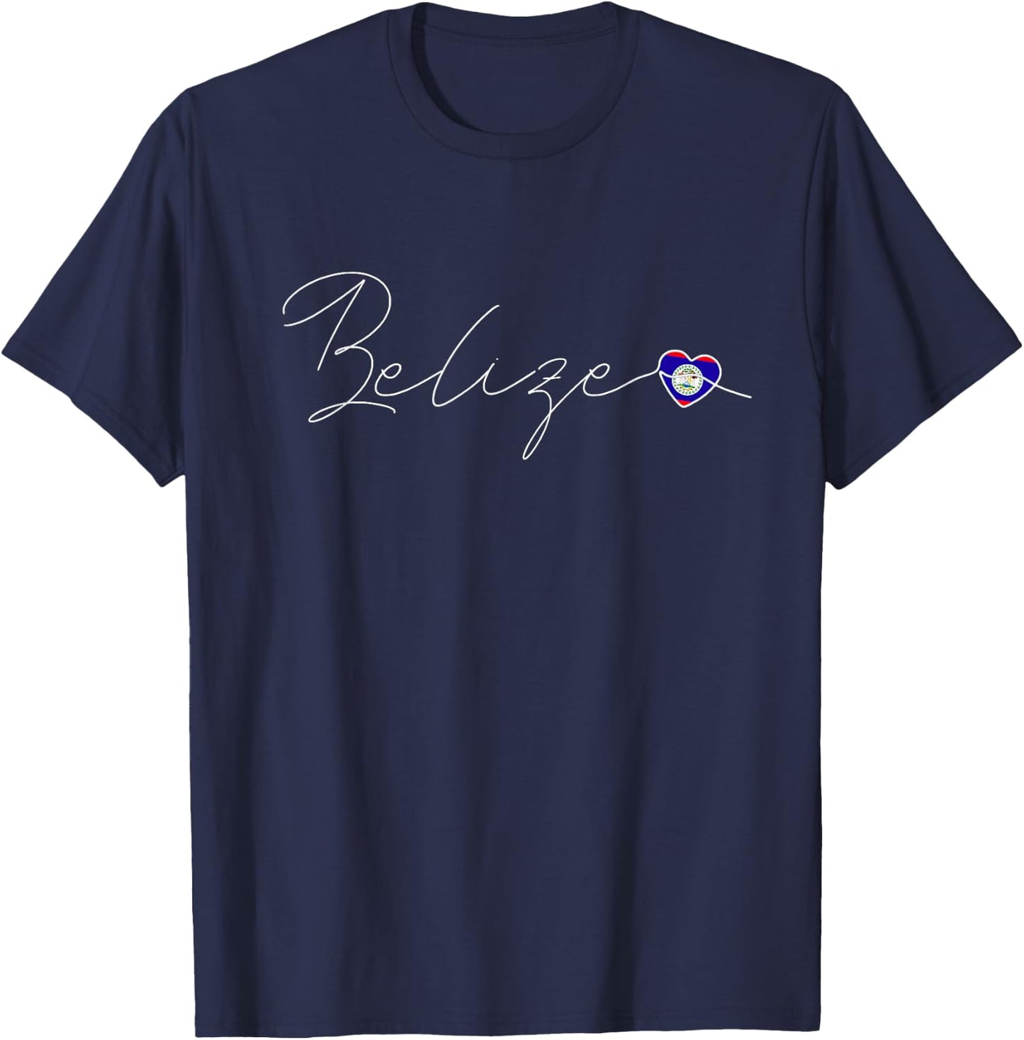 Belize Love Belizian Flag and Heart on Belize T-Shirt - T-Shirt | Navy