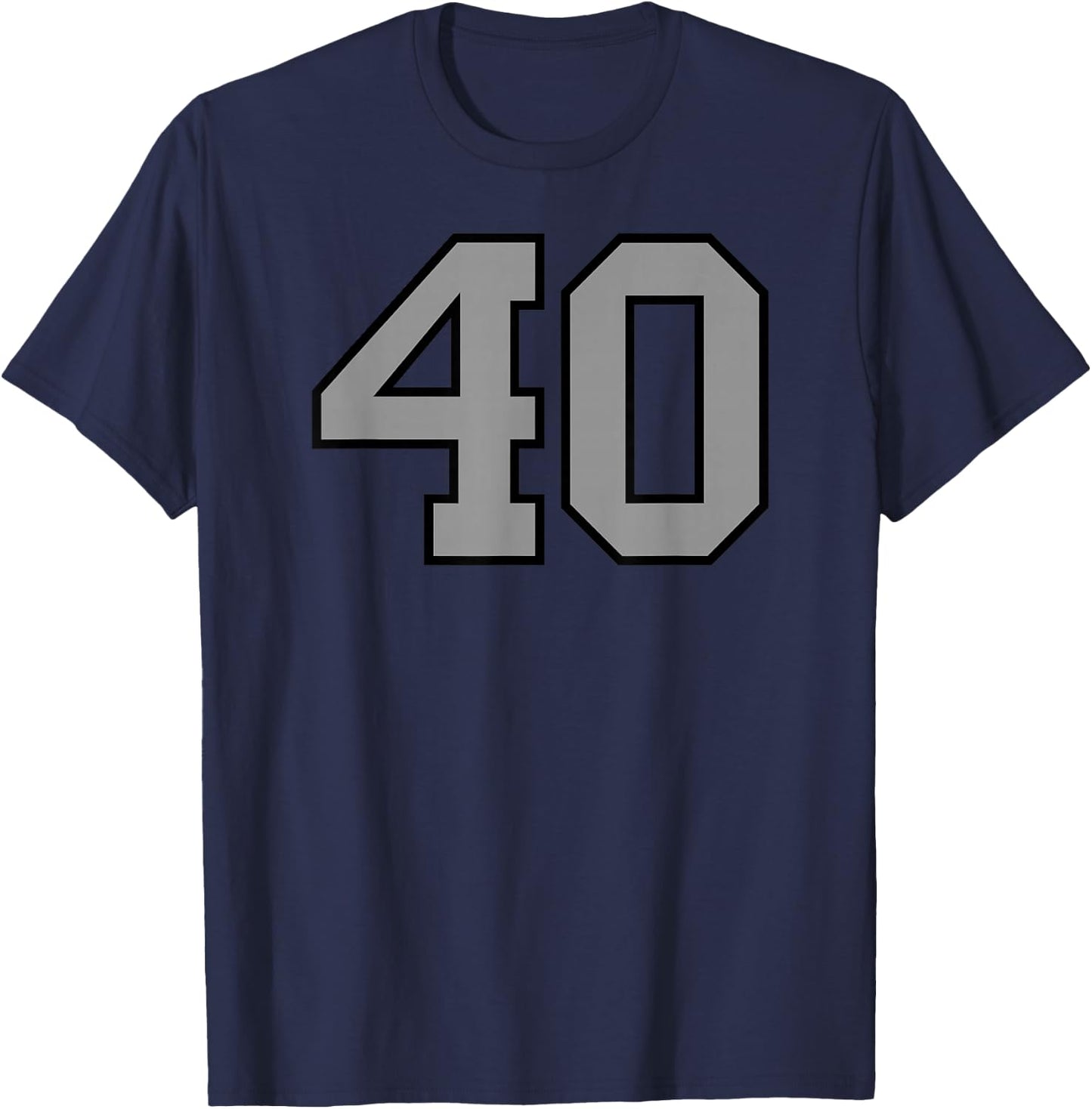 Black Silver Sports Team Number 40 T-Shirt - T-Shirt | Navy