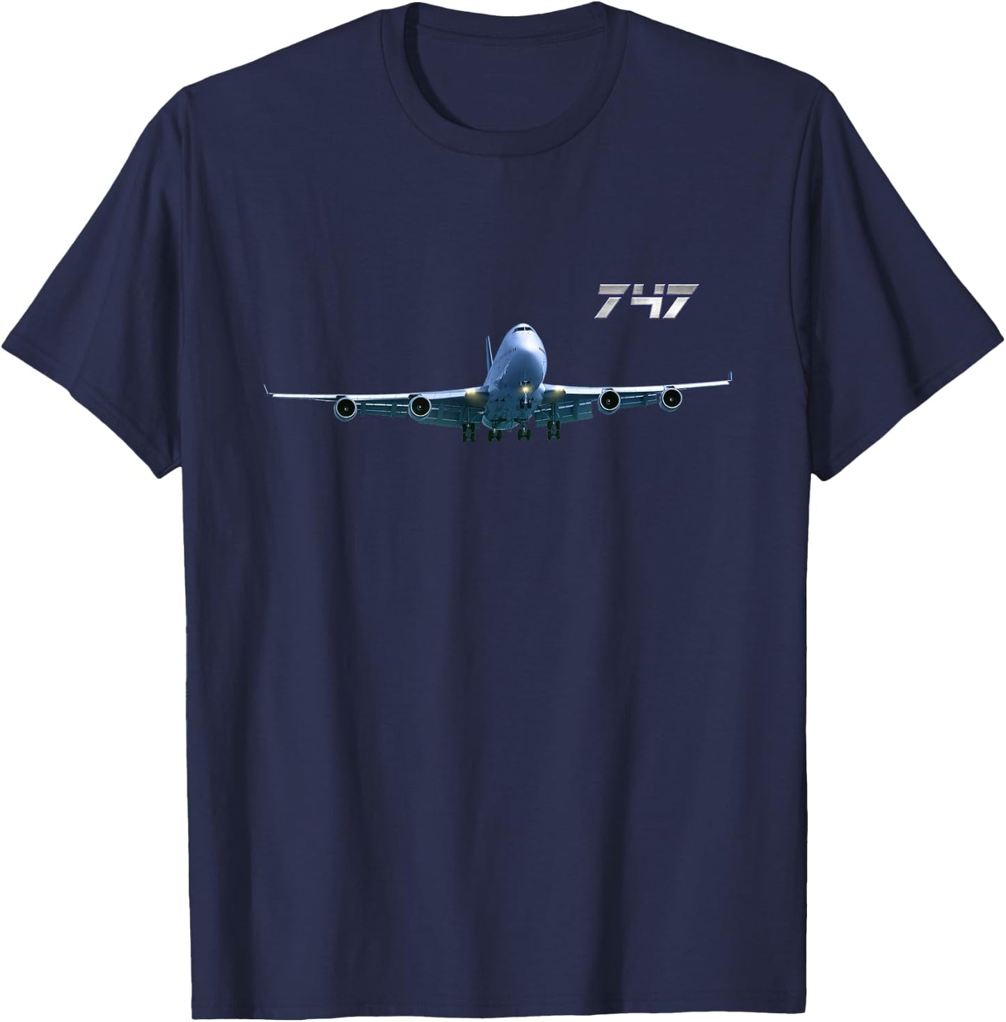 DasDirkDesign Women's Black Airline Jet 747 Aeroplane Airliner Jumbojet T-Shirt - T-Shirt | Navy