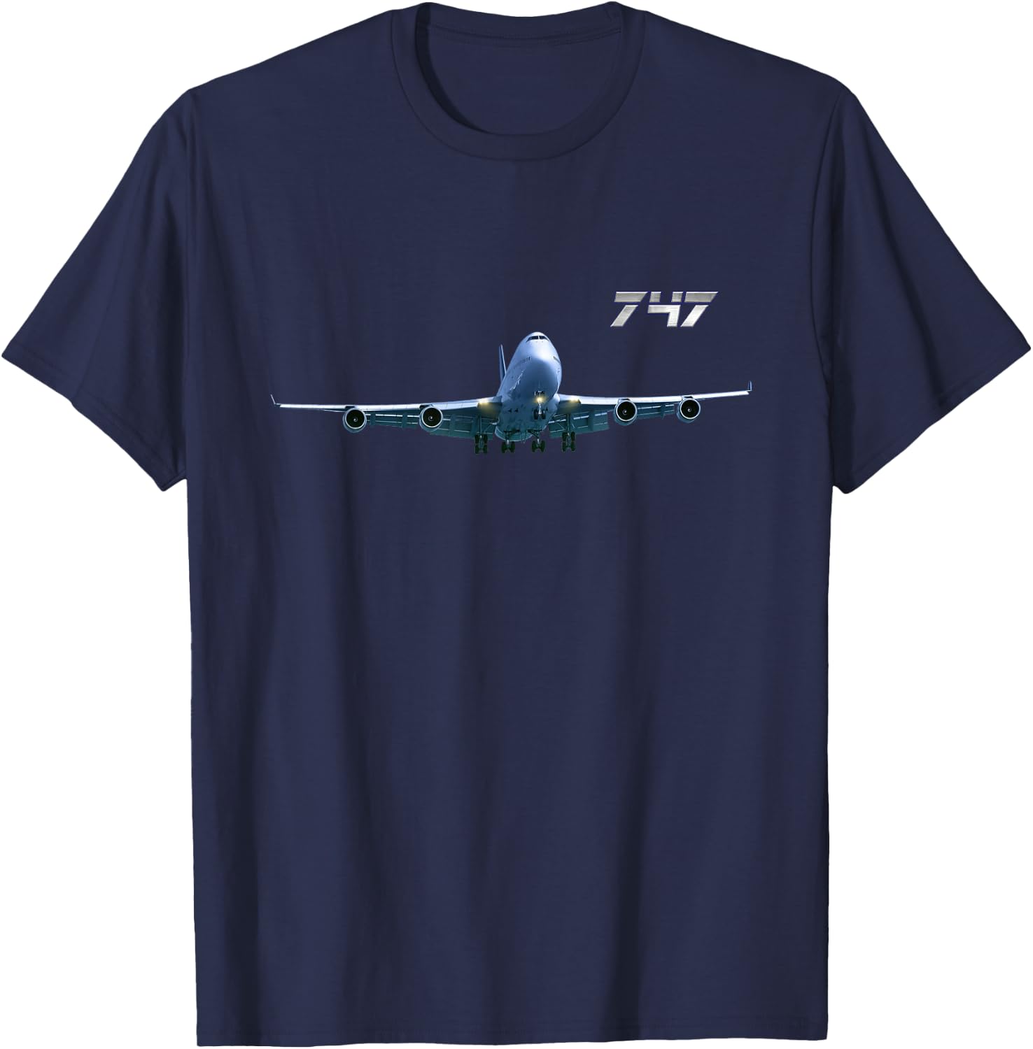DasDirkDesign Women's Black Airline Jet 747 Aeroplane Airliner Jumbojet T-Shirt - T-Shirt | Navy