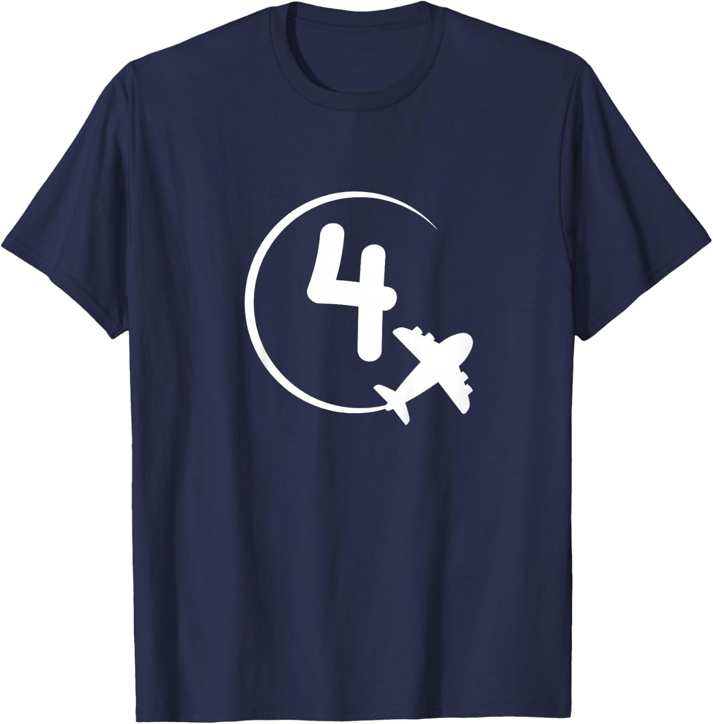 Kids Four 4 year old birthday Airplane shirt. Boy 4th birthday T-Shirt - T-Shirt | Navy