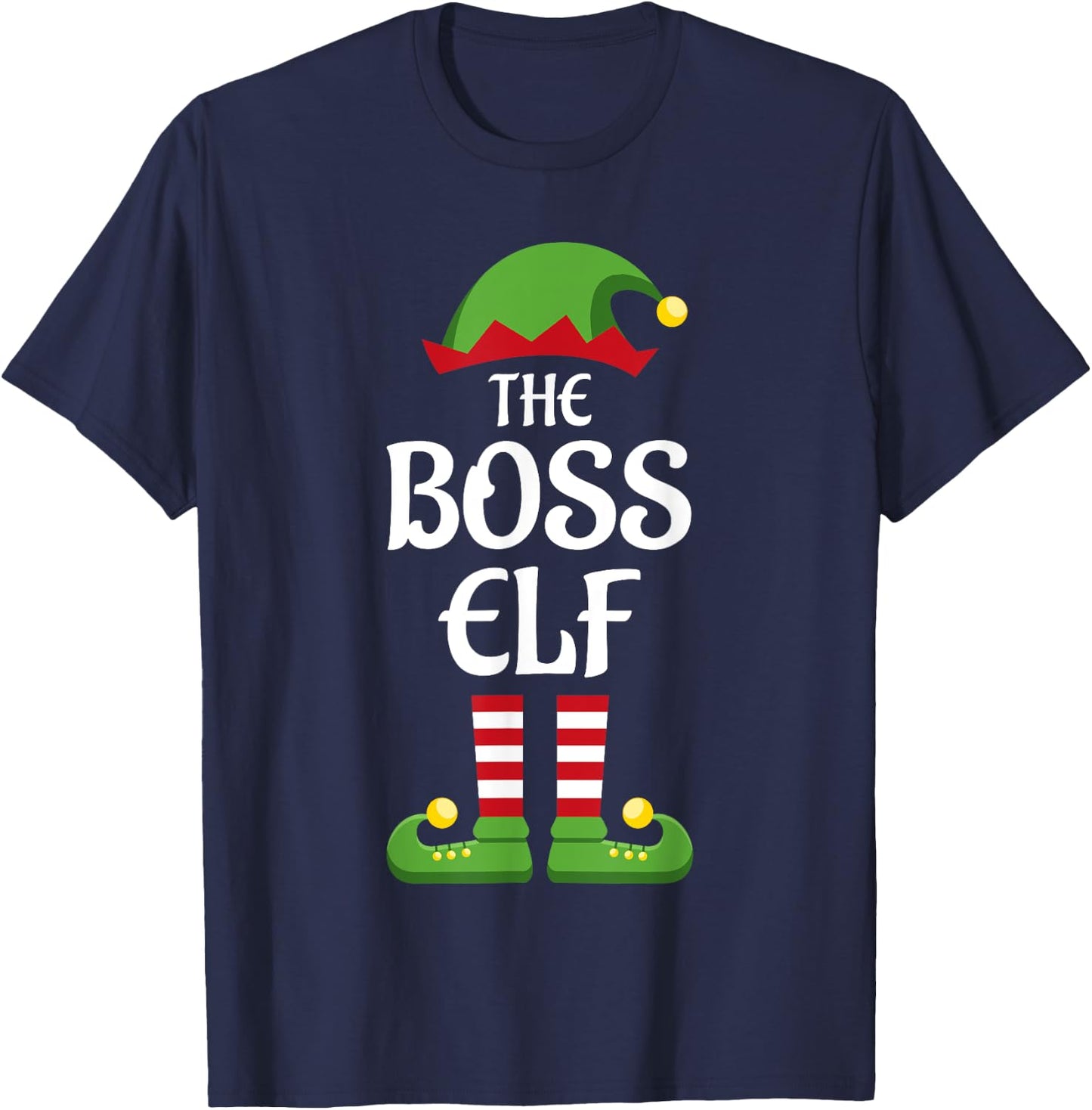 Boss Elf Family Matching Group Christmas T-Shirt - T-Shirt | Navy