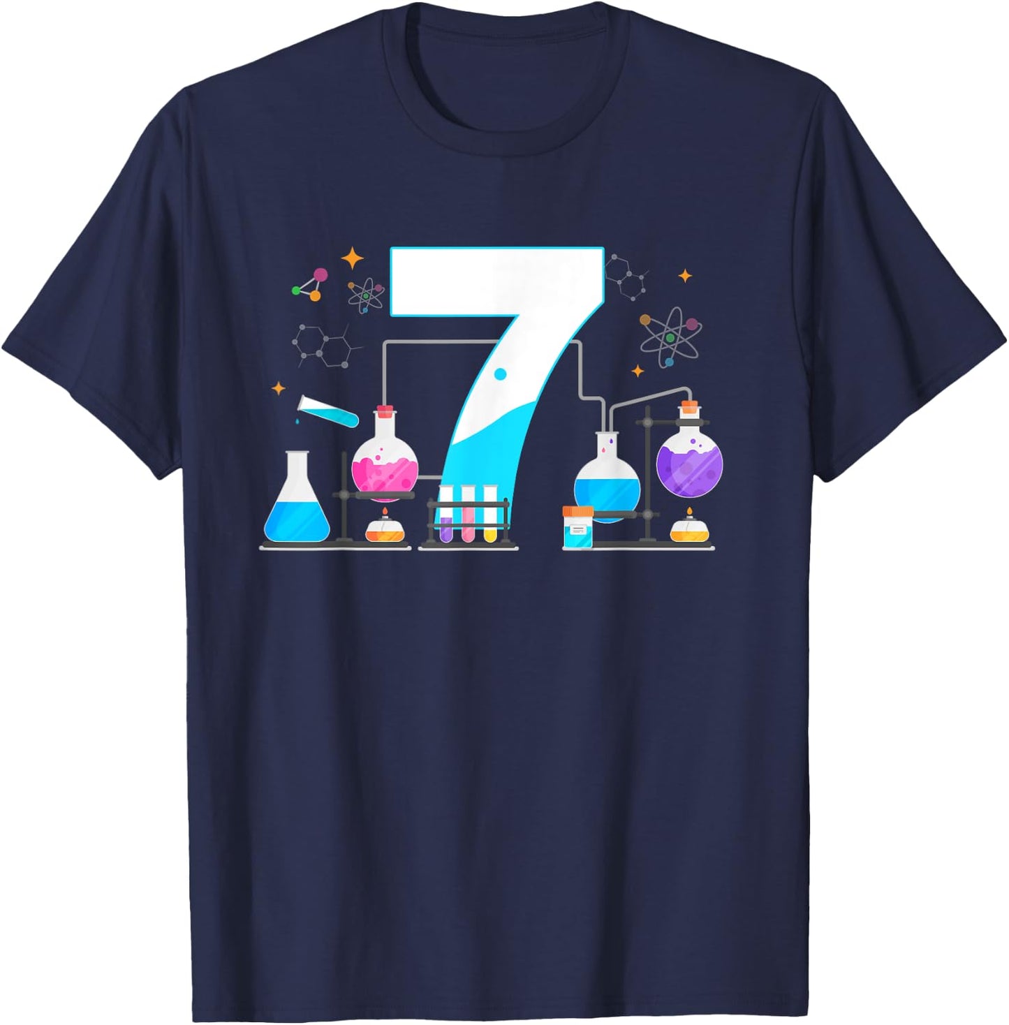 7 Year Old Kids Scientist 7th Birthday Kids Science T-Shirt - T-Shirt | Navy