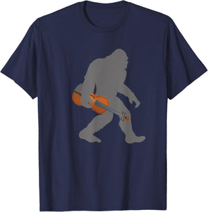 Funny Fiddle Violinist Bigfoot musician with Violin T-Shirt - T-Shirt | Navy
