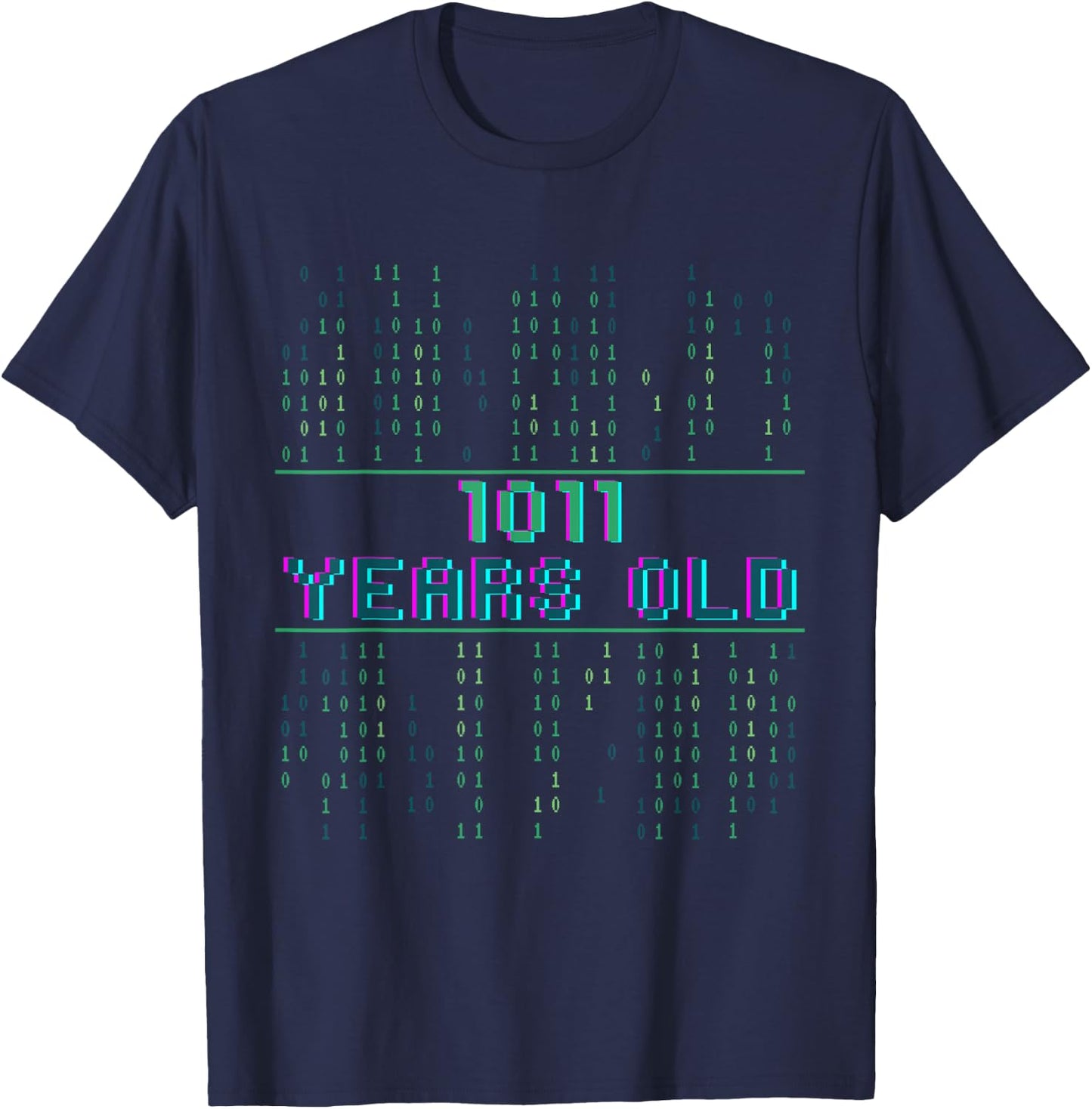 11th birthday 11 years old Binary code coder Computer scienc T-Shirt - T-Shirt | Navy