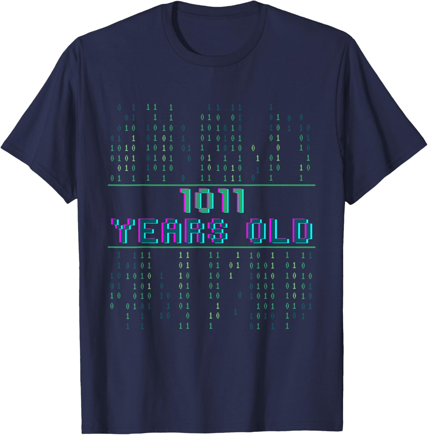 11th birthday 11 years old Binary code coder Computer scienc T-Shirt - T-Shirt | Navy
