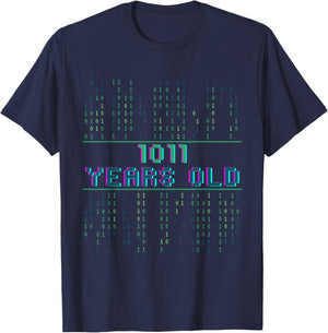 11th birthday 11 years old Binary code coder Computer scienc T-Shirt - T-Shirt | Navy