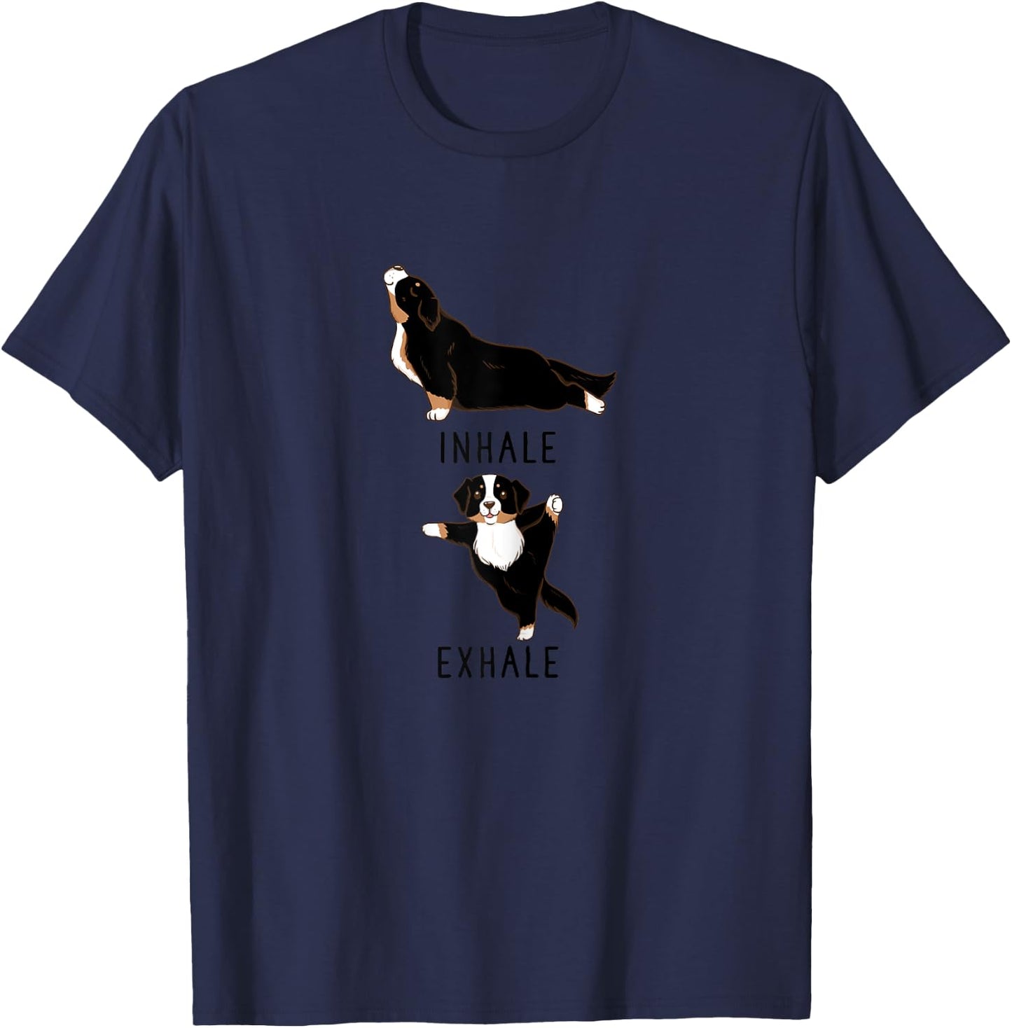 Inhale Exhale Bernese Mountain Dog Yoga Women T-Shirt - T-Shirt | Navy