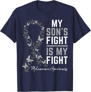 My Son's Fight is My Fight Melanoma Cancer Awareness T-Shirt - T-Shirt | Navy