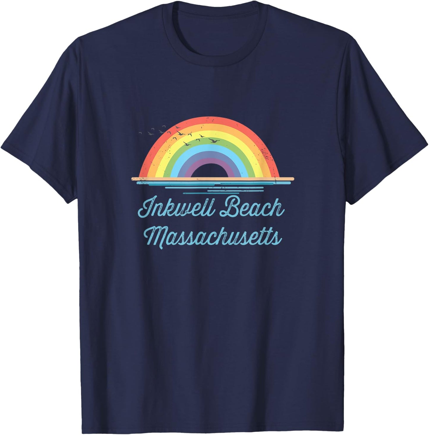 Inkwell Beach Massachusetts Souvenir Graphic Women Kids T-Shirt - T-Shirt | Navy