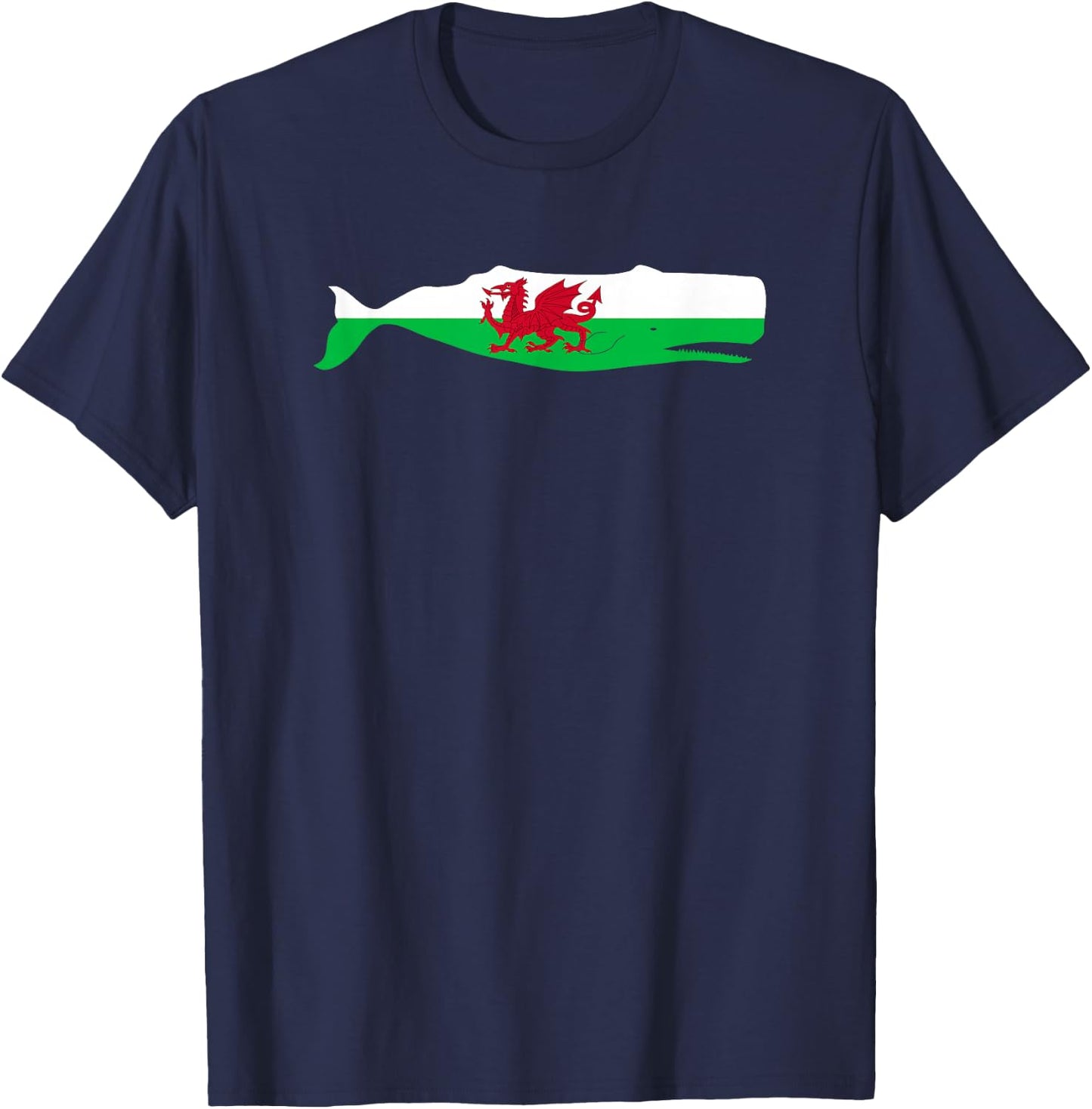 Funny Whale Wales Flag Pun for Welsh American Whales Lover T-Shirt - T-Shirt | Navy