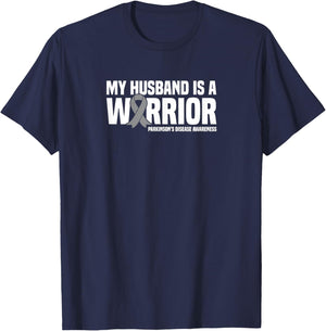 My Husband is a Warrior Parkinson's Disease Awareness T-Shirt - T-Shirt | Navy