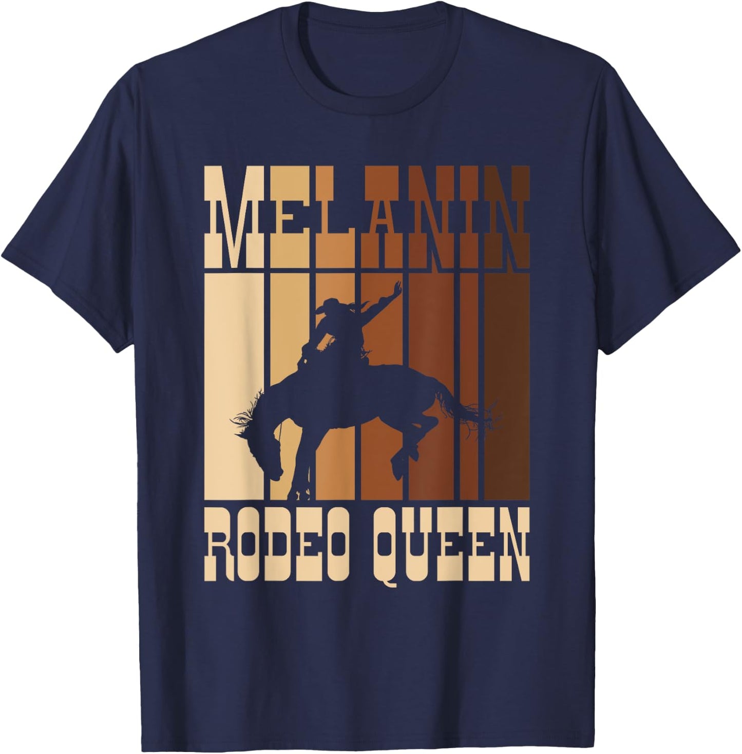 Bronc Riding Melanin Rodeo Queen African American Cowgirl T-Shirt - T-Shirt | Navy