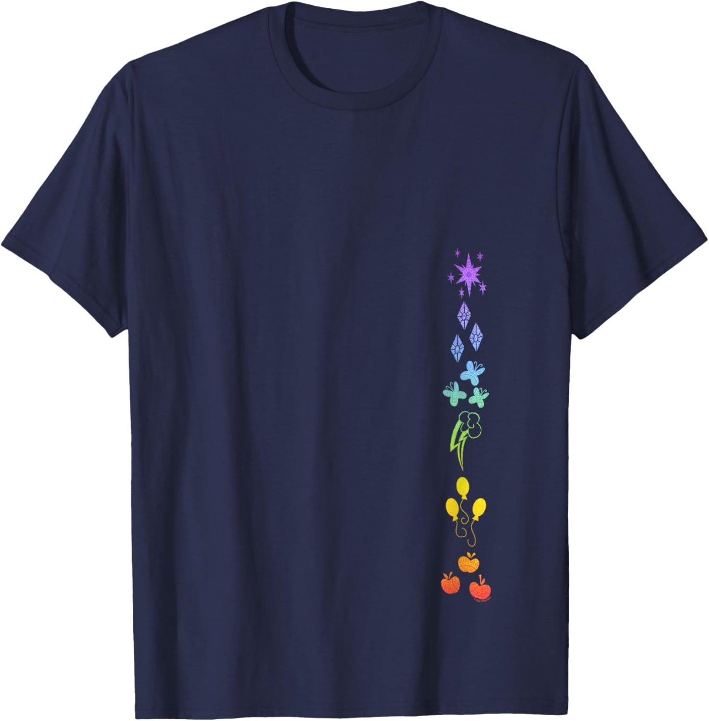 My Little Pony: Friendship Is Magic Rainbow Ponies Aligned V-Neck T-Shirt - T-Shirt | Navy