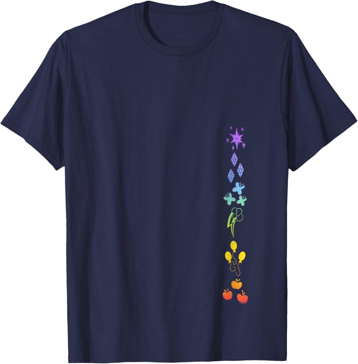 My Little Pony: Friendship Is Magic Rainbow Ponies Aligned V-Neck T-Shirt - T-Shirt | Navy
