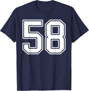 Number 58 Fan Player Jersey Style #58 Men Women Kids T-Shirt - T-Shirt | Navy