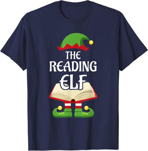 Reading Elf Family Matching Group Christmas Books T-Shirt - T-Shirt | Navy