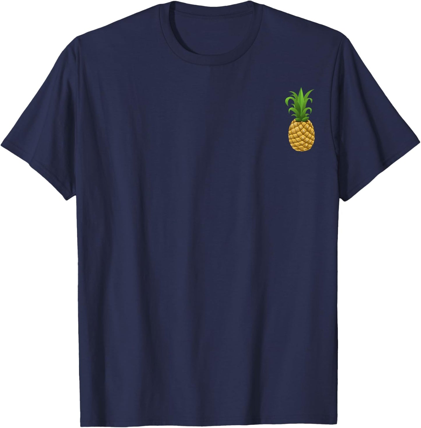Cool Hawaiian Tropical Fruit Pineapple Pocket Print T-Shirt - T-Shirt | Navy