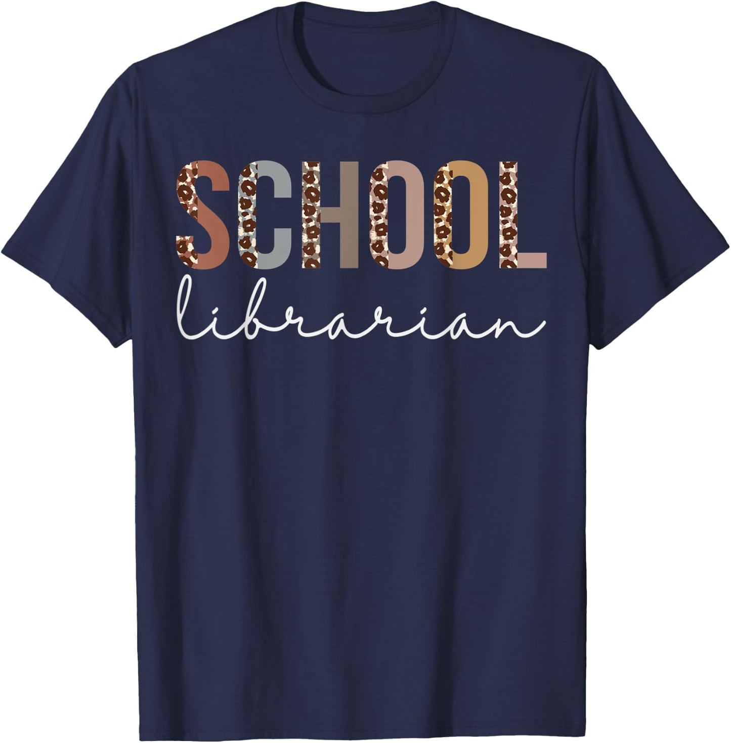 School Librarian Leopard Appreciation For Work T-Shirt - T-Shirt | Navy