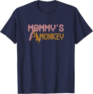 Mommy's Monkey Funny Monkeys Animal Lover Graphic T-Shirt - T-Shirt | Navy