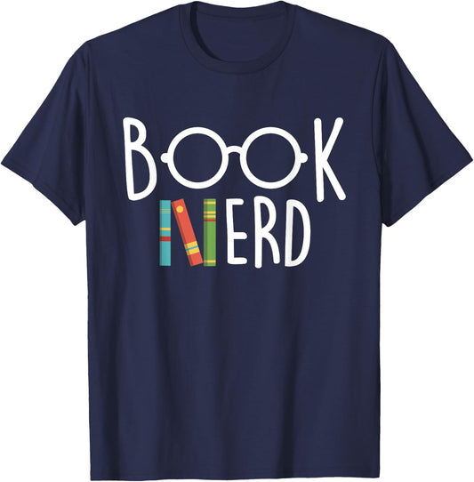 Book Nerd - School Librarian Library Bibliophile Reading T-Shirt - T-Shirt | Navy