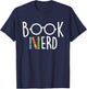 Book Nerd - School Librarian Library Bibliophile Reading T-Shirt - T-Shirt | Navy