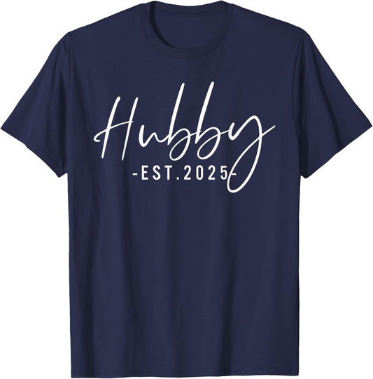 Hubby Est 2025 Just Married Honeymoon Husband Wedding Couple T-Shirt - T-Shirt | Navy