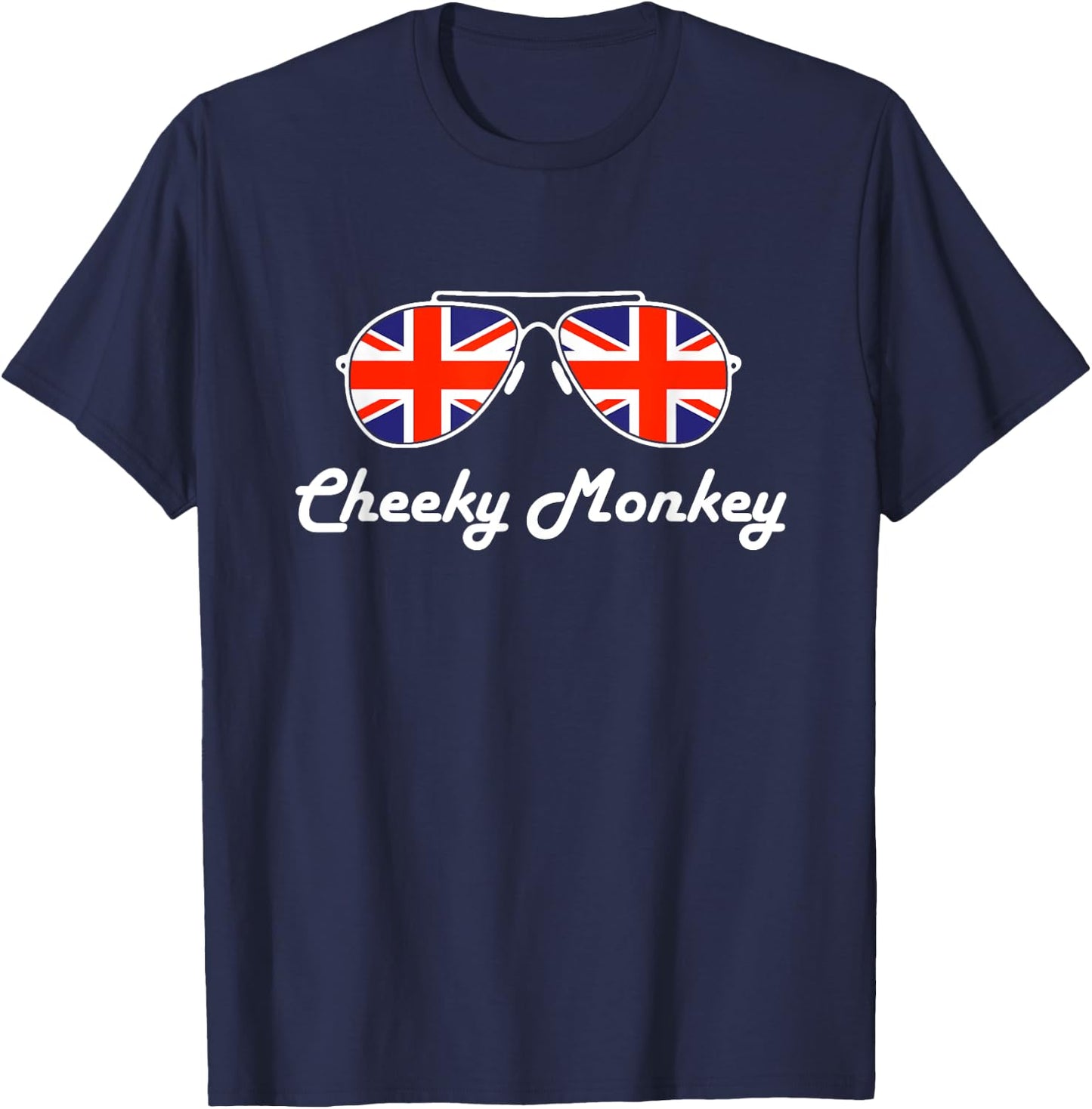 British Flag Cheeky Monkey England Union Jack Funny British T-Shirt - T-Shirt | Navy