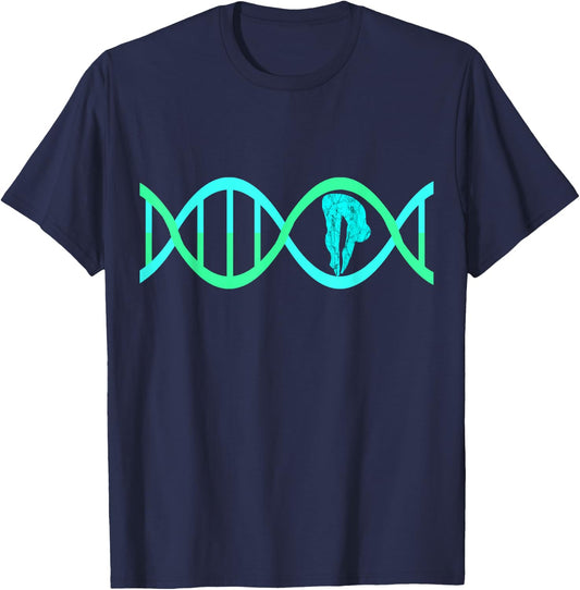 Cool Water Sport Swimming Springboard Diving DNA Cliff Dive Water Platform Diver T-Shirt - T-Shirt | Navy