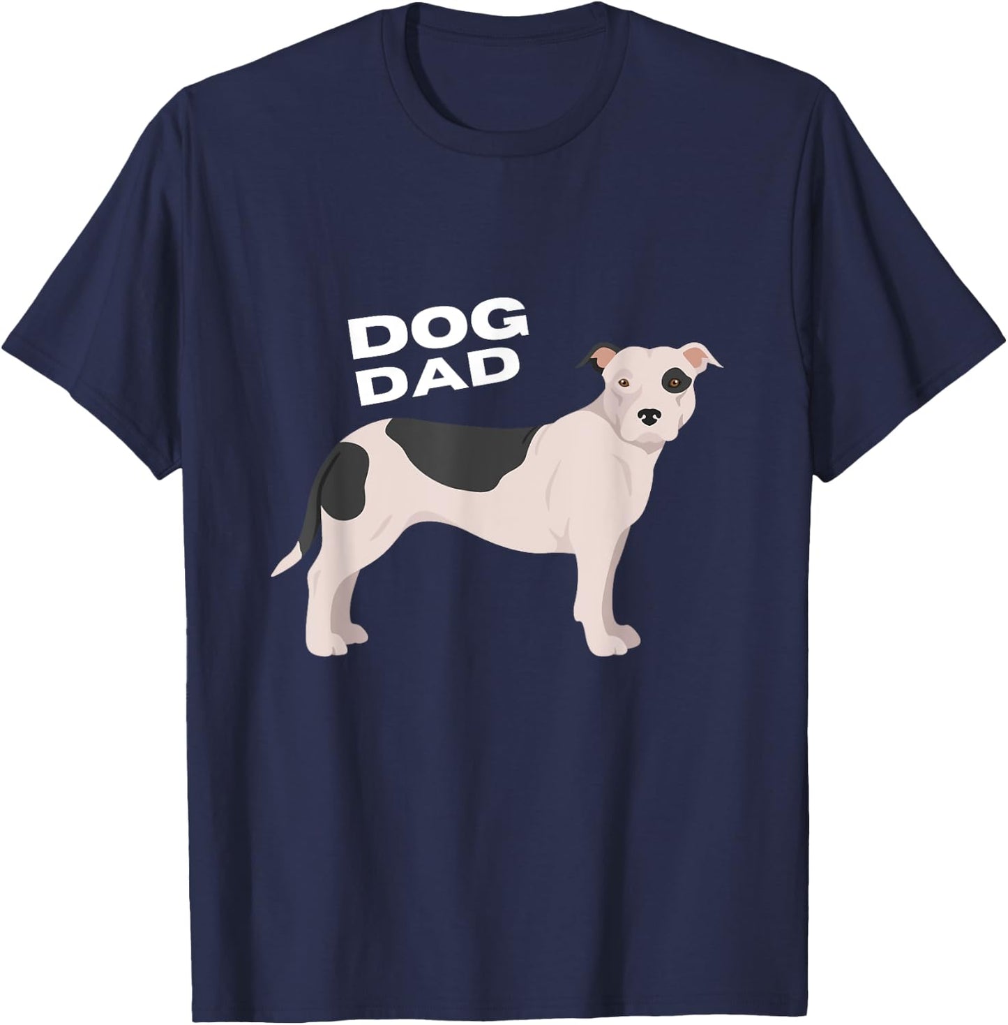 Black & White American Pit Bull Terrier Dog Dad Man T-Shirt - T-Shirt | Navy