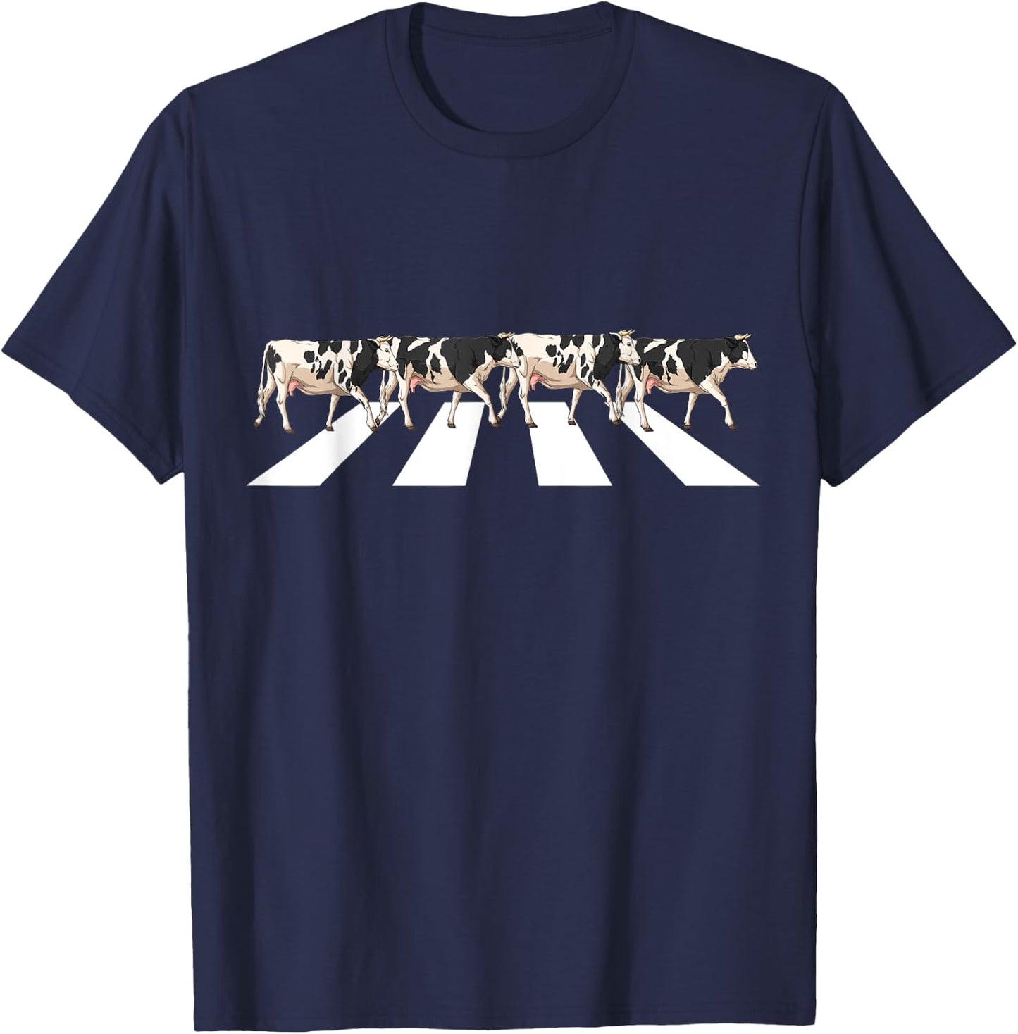 Funny Crosswalk Cows Farming farm Cow Girl Boy Women Men Kid T-Shirt - T-Shirt | Navy