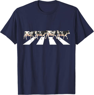 Funny Crosswalk Cows Farming farm Cow Girl Boy Women Men Kid T-Shirt - T-Shirt | Navy