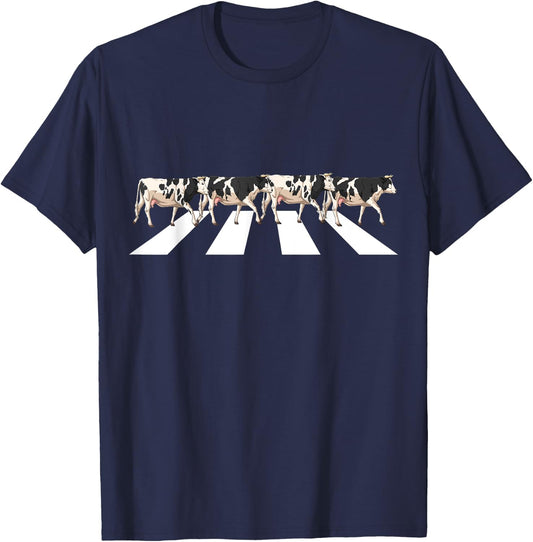 Funny Crosswalk Cows Farming farm Cow Girl Boy Women Men Kid T-Shirt - T-Shirt | Navy