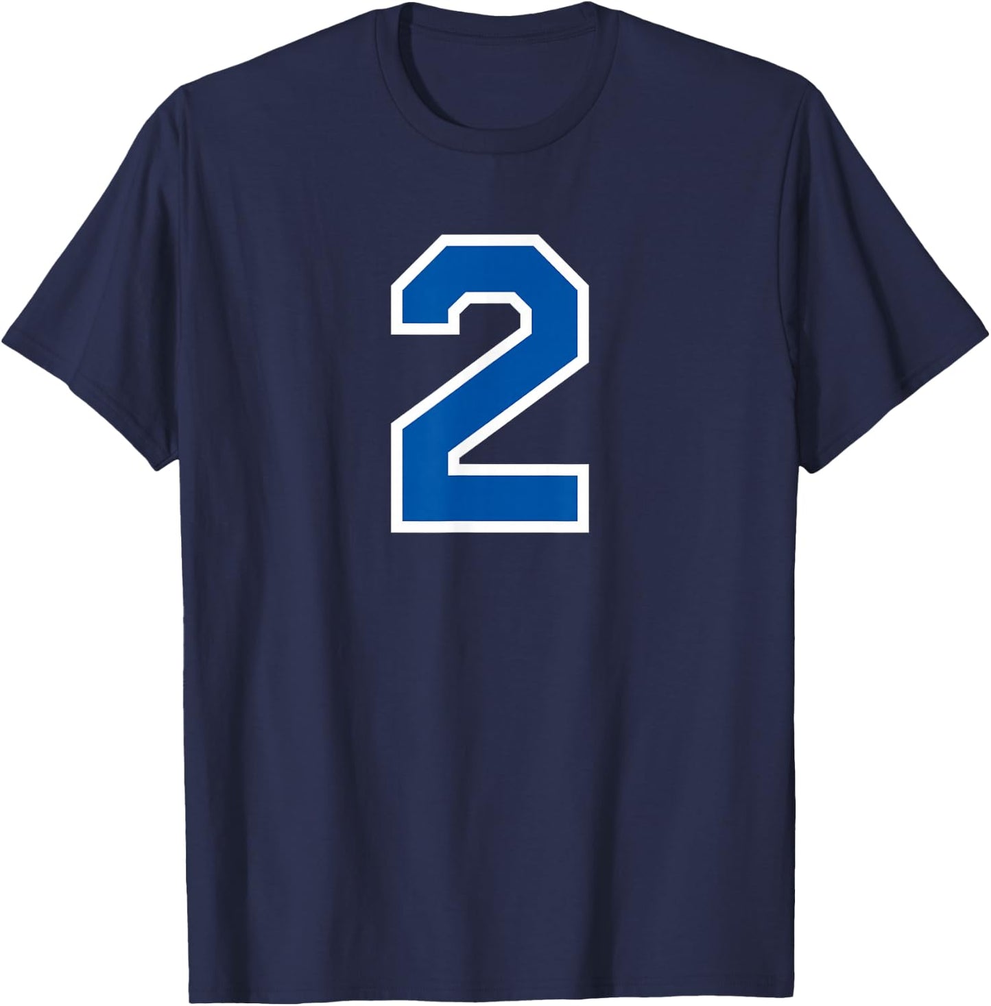 White Blue Sports Team Number #2 T-Shirt - T-Shirt | Navy