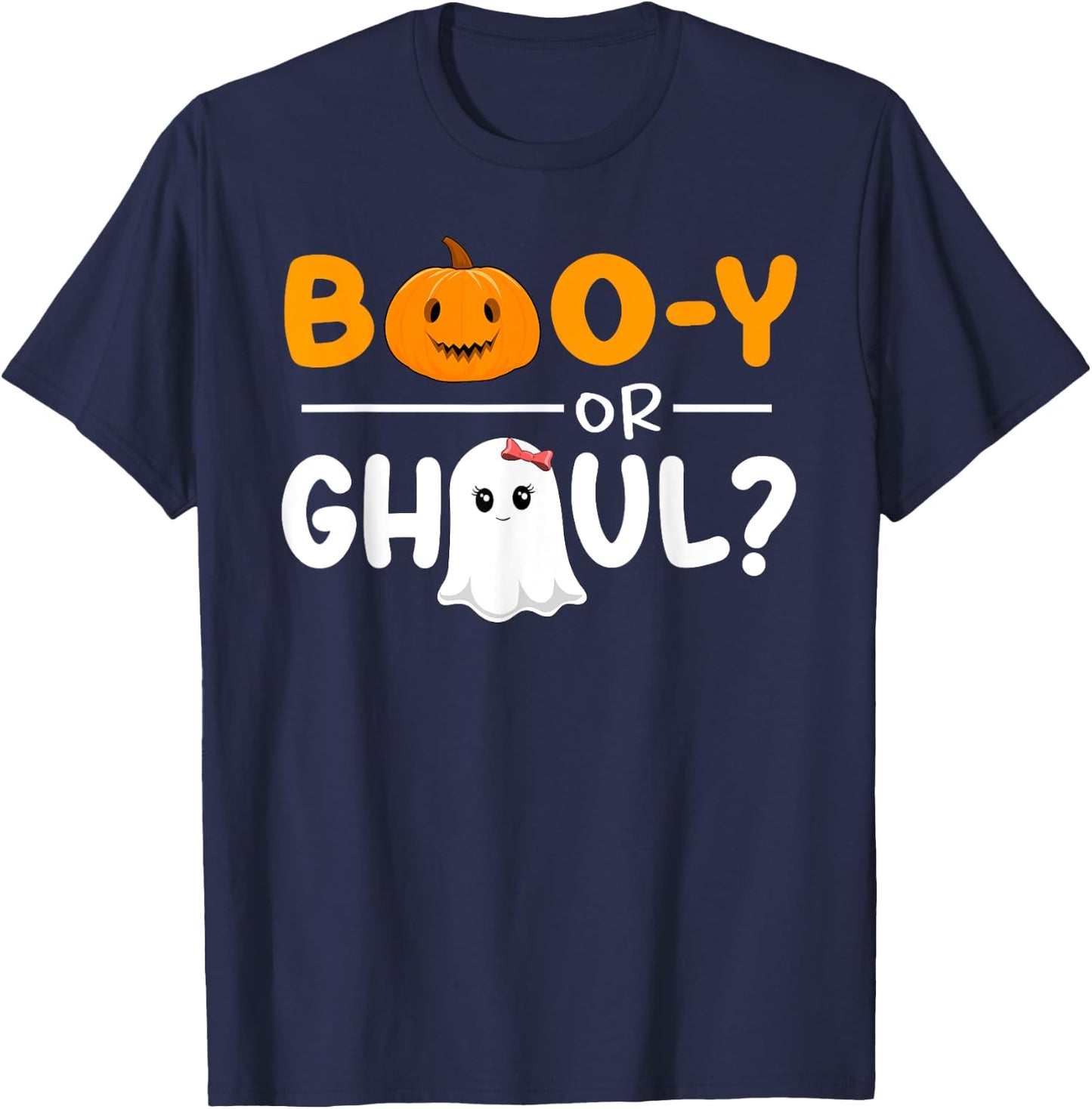 Boo-y Or Ghoul Gender Reveal Halloween Baby Shower Party T-Shirt - T-Shirt | Navy