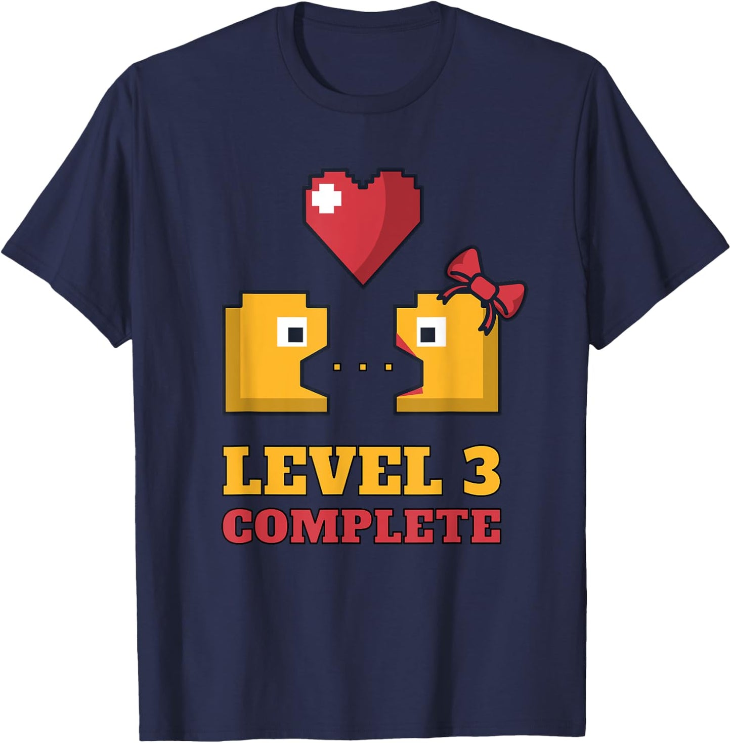 Funny Gamers Level 3 Complete 3rd Wedding Anniversary T-Shirt - T-Shirt | Navy