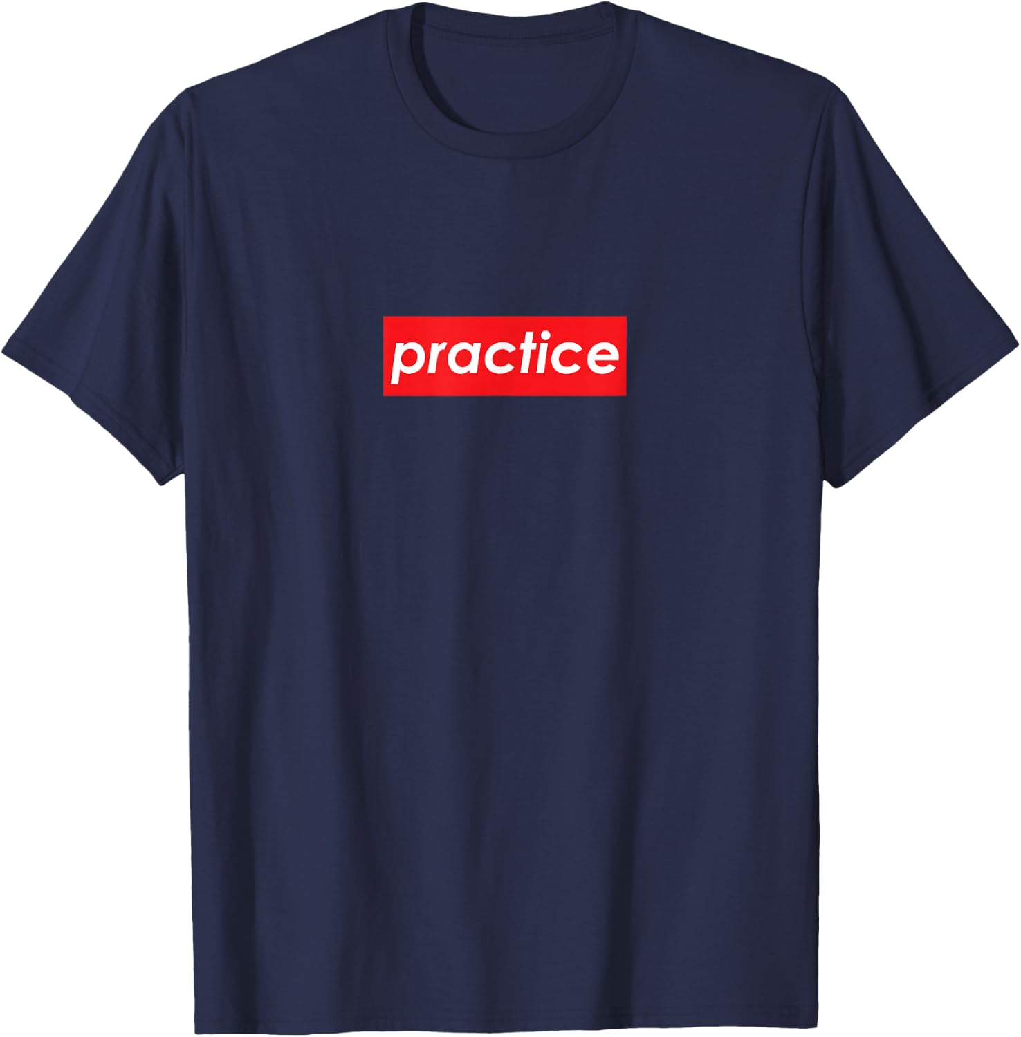 Practice Red Box Logo Motivational T-Shirt - T-Shirt | Navy