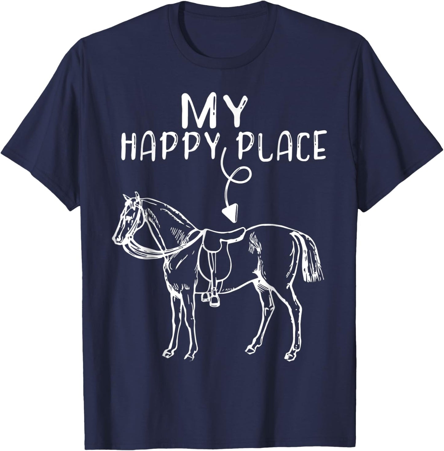 My Happy Place Horse Lover Horseback Riding Equestrian T-Shirt - T-Shirt | Navy