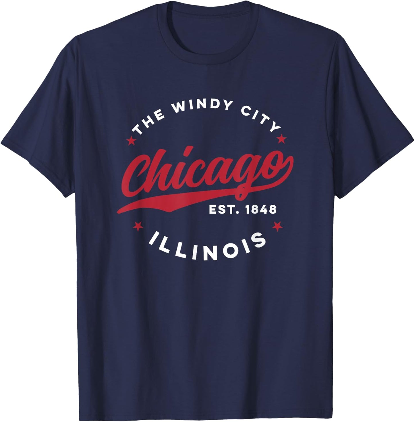 Vintage Chicago Windy City Illinois America Nickname Red T-Shirt - T-Shirt | Navy
