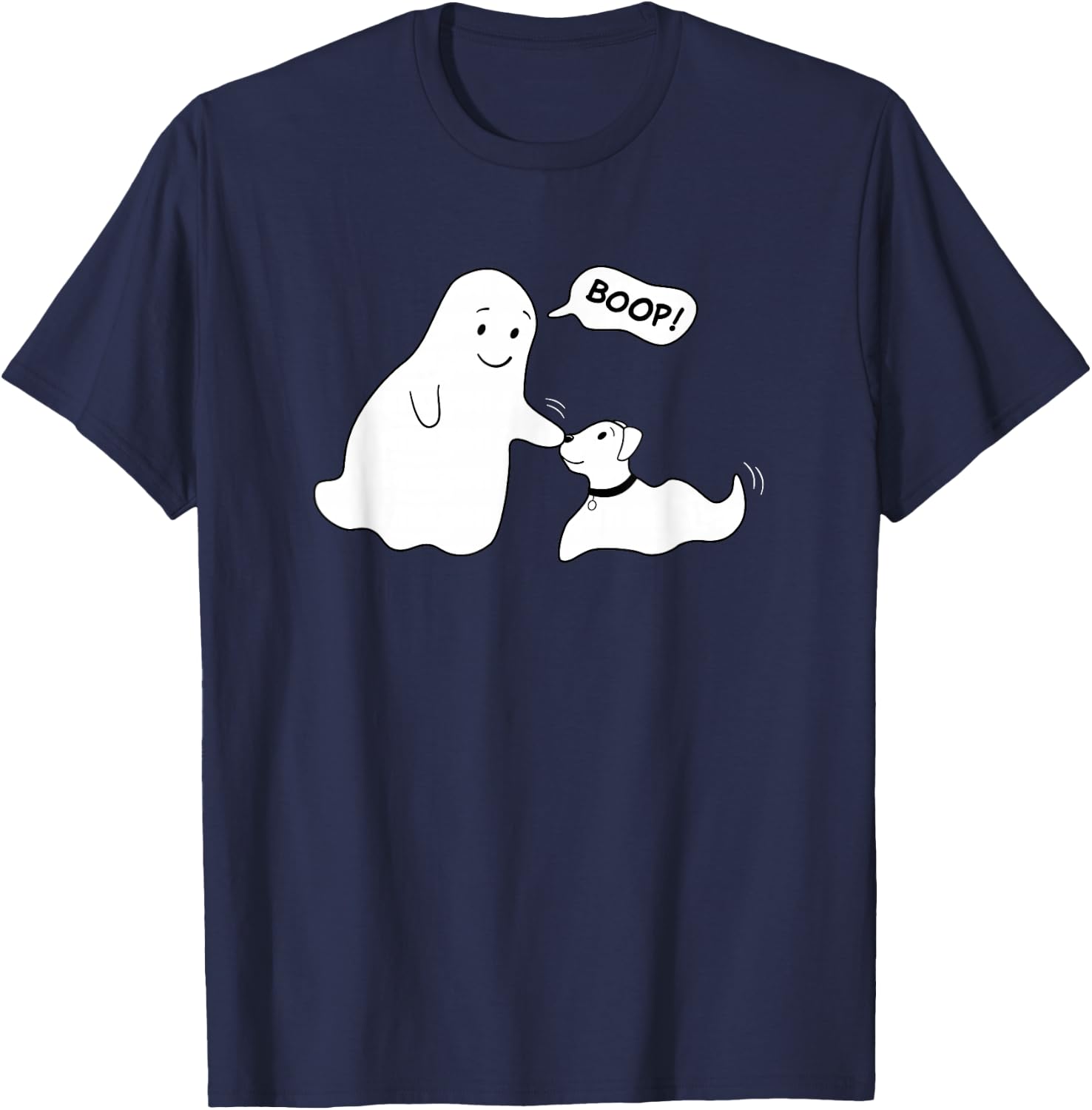 Funny Ghost Boops A Dogs Nose T-Shirt - T-Shirt | Navy