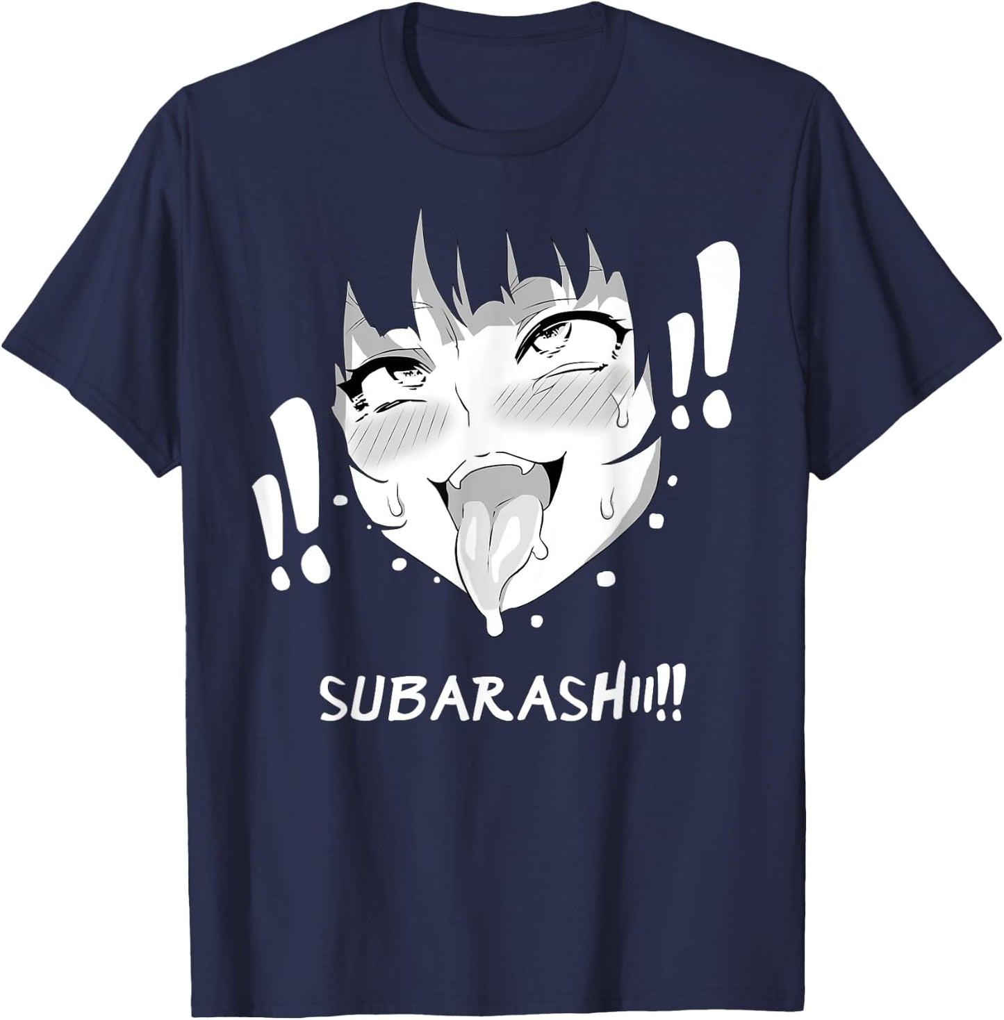 Ahegao Face Shirt Anime Manga Hentai Girl Subarashii Apparel T-Shirt - T-Shirt | Navy