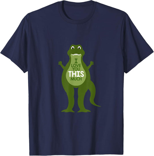 I Love You This Much Dino Dinosaur Gift T-Shirt - T-Shirt | Navy