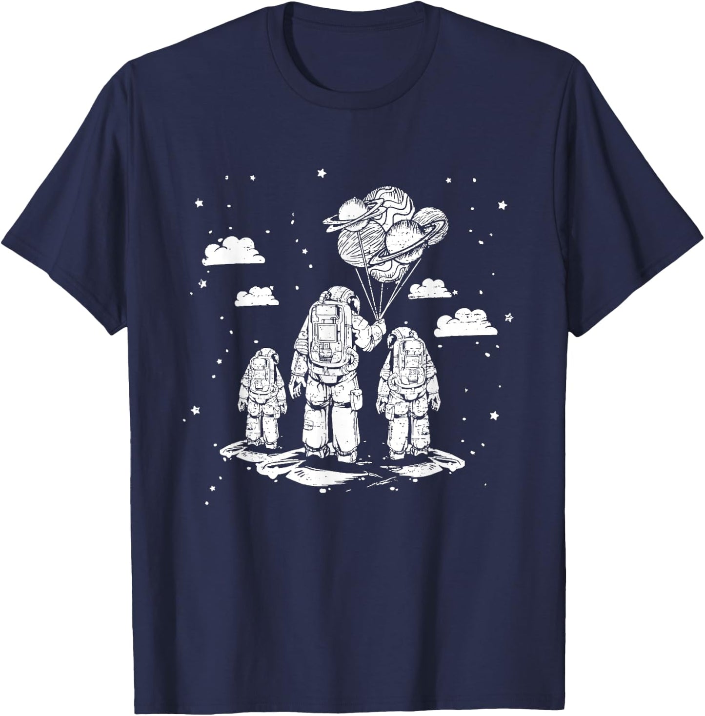Fathers Day Dad and Children Astronauts Space T-Shirt - T-Shirt | Navy